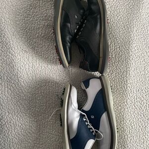Men's Black and Blue Footjoy Traditions Golf Shoes